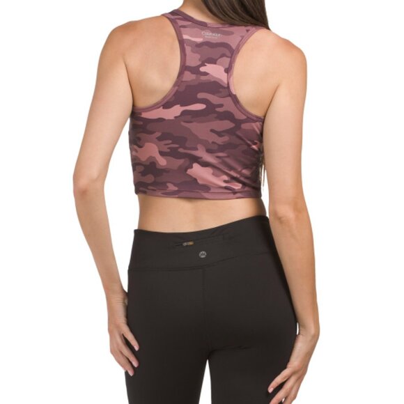NEW CALVIN KLEIN Print Scoop Neck Crop Top Mauve for women 163mtn - Picture 5 of 7